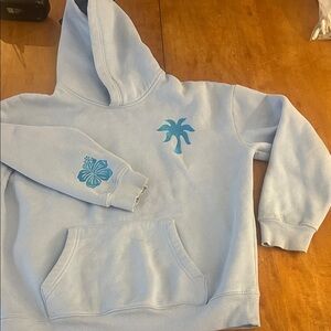 Pink Palm Puff - Ligh Blue Hoodie size S